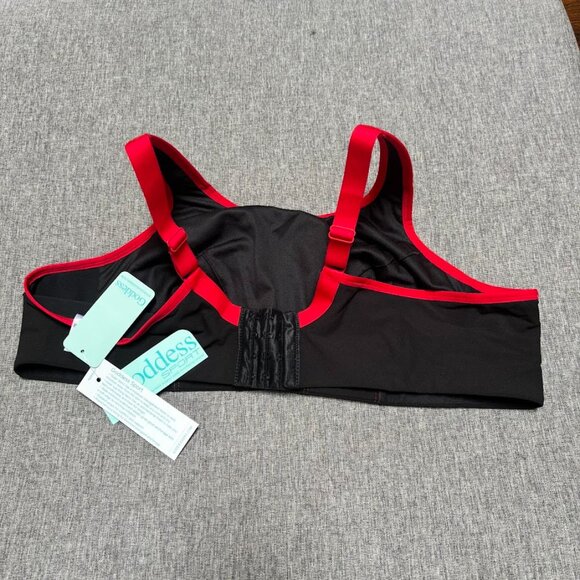 Goddess Sport Wireless Sports Bra, Black/Red 44C - Picture 6 of 8